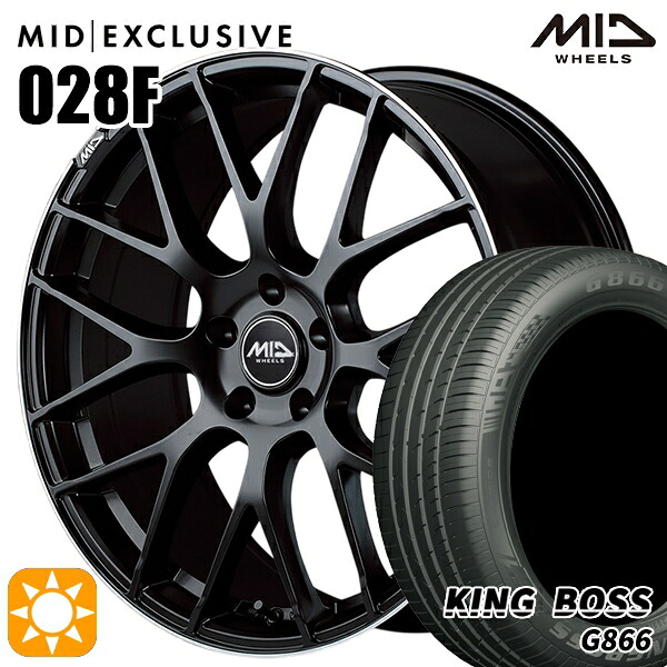 【取付対象】C-HR カローラクロス 225/45R19 92W キングボス G866 MID RMP 028F セミグロスBK/リムエッジDCロゴMC 19インチ 8.0J 5H114.3 サマータイヤホイールセット