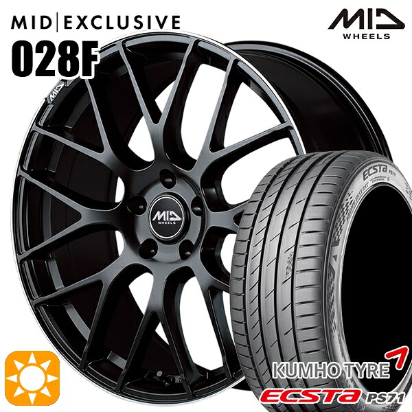 【取付対象】225/40R18 92W XL クムホ エクスタ PS71 MID RMP 028F セミグロスBK/リムエッジDCロゴMC 18インチ 7.0J 5H114.3 サマータイヤホイールセット