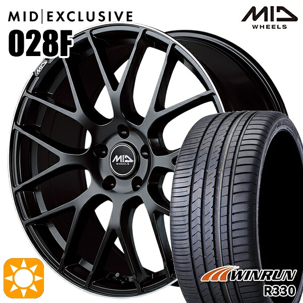 【取付対象】プリウスα クラウン 235/35R19 91W XL ウィンラン R330 MID RMP 028F セミグロスBK/リムエッジDCロゴMC 19インチ 8.0J 5H114.3 サマータイヤホイールセット