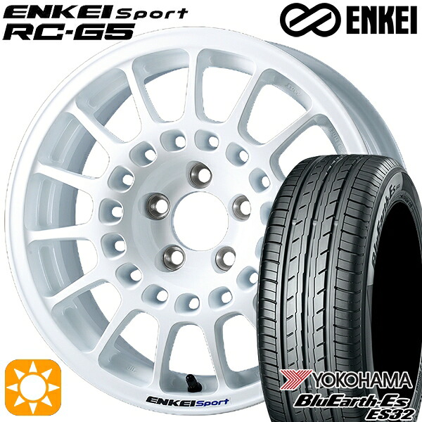 【取付対象】マツダ2 ノート 185/65R15 88S ヨコハマ ブルーアース ES32 ENKEI エンケイ エンケイ スポーツ RC-G5 ホワイト 15インチ 6.5J 4H100 サマータイヤホイールセット