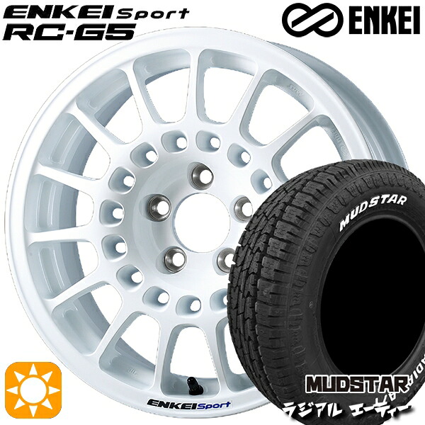 【取付対象】195/65R15 91H マッドスター ラジアル A/T ホワイトレター ENKEI エンケイ エンケイ スポーツ RC-G5 ホワイト 15インチ 6.5J 4H100 サマータイヤホイールセット
