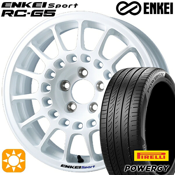 【取付対象】フィット アクア 185/60R15 84H ピレリ パワジー ENKEI エンケイ エンケイ スポーツ RC-G5 ホワイト 15インチ 6.5J 4H100 サマータイヤホイールセット