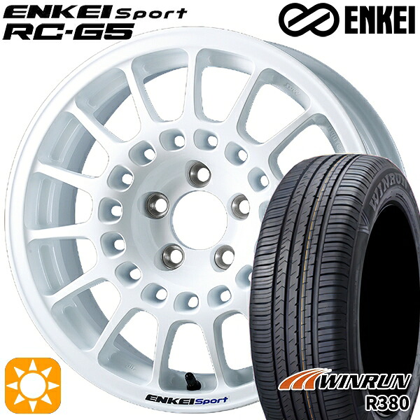 【取付対象】マツダ2 ノート 185/65R15 88H ウィンラン R380 ENKEI エンケイ エンケイ スポーツ RC-G5 ホワイト 15インチ 6.5J 4H100 サマータイヤホイールセット