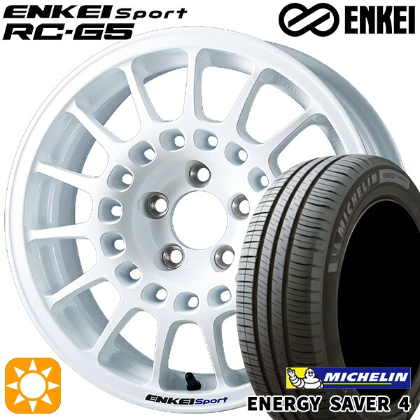 【取付対象】マツダ2 ノート 185/65R15 92H XL ミシュラン エナジーセイバー4 ENKEI エンケイ エンケイ スポーツ RC-G5 ホワイト 15インチ 6.5J 4H100 サマータイヤホイールセット 101,860円