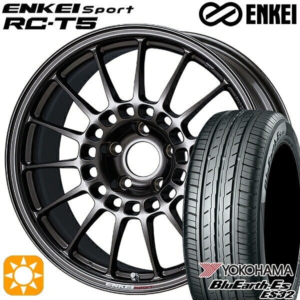 【取付対象】205/50R17 89V ヨコハマ ブルーアース ES32 ENKEI エンケイスポーツ RC-T5 ダークシルバー 17インチ 7.0J 5H114.3 サマータイヤホイールセット