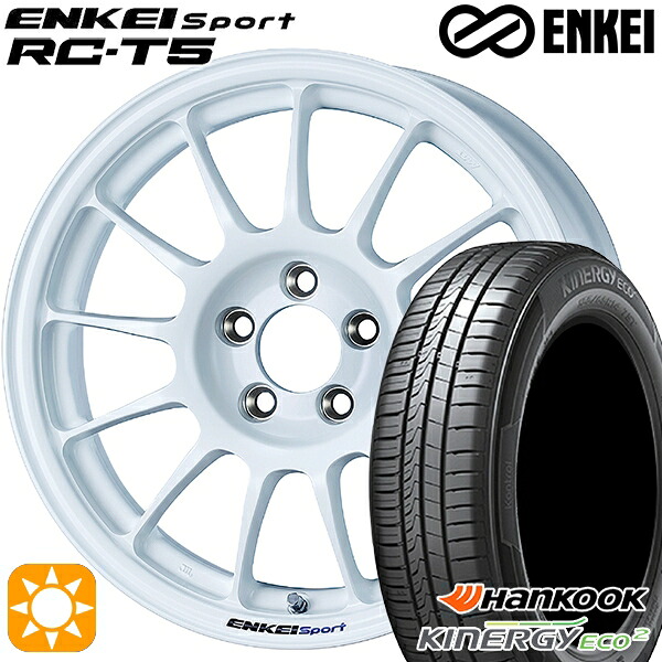 【取付対象】175/65R15 84H ハンコック KlnERGy ECO2 K435 ENKEI エンケイスポーツ RC-T5 ホワイト 15インチ 6.5J 4H100 サマータイヤホイールセット