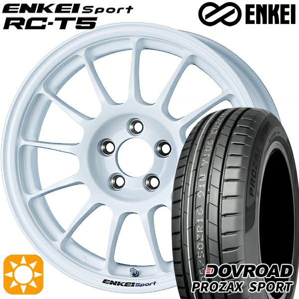 【取付対象】マツダ2 ノート 205/45R17 88W XL DOVROAD プロザックススポーツ ENKEI エンケイスポーツ RC-T5 ホワイト 17インチ 7.0J 4H100 サマータイヤホイールセット