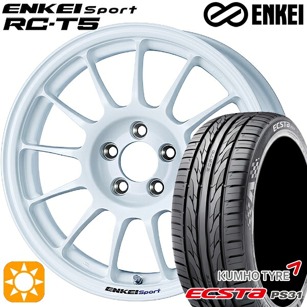 【取付対象】エスティマ ヤリスクロス 215/60R16 95V クムホ エクスタ PS31 ENKEI エンケイスポーツ RC-T5 ホワイト 16インチ 6.5J 5H114.3 サマータイヤホイールセット