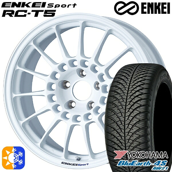 アウトランダー デリカD5 225/55R18 98V ヨコハマ ブルーアース 4S AW21 ENKEI エンケイスポーツ RC-T5 ホワイト 18インチ 8.0J 5H114.3 オールシーズンタイヤホイールセット ｜エムオートギャラリー 168,740円