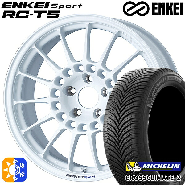C-HR カローラクロス 215/60R17 100V XL ミシュラン クロスクライメート2 ENKEI エンケイスポーツ RC-T5 ホワイト 17インチ 7.0J 5H114.3 オールシーズンタイヤホイールセット