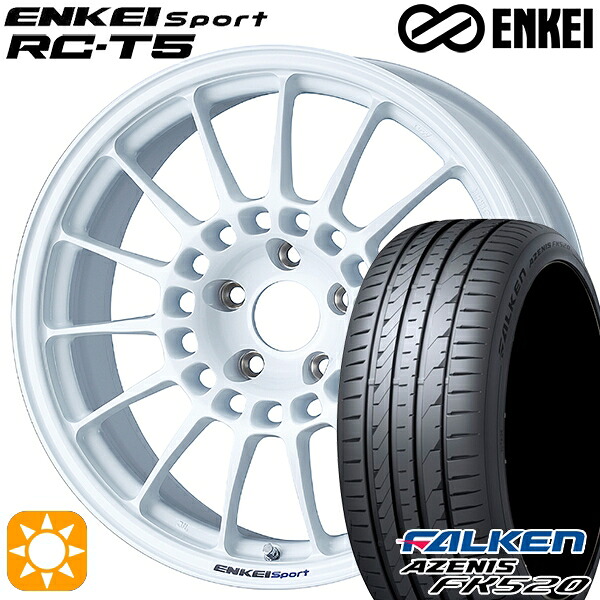 【取付対象】アイシス ノア 215/45R17 91Y XL ファルケン アゼニス FK520 ENKEI エンケイスポーツ RC-T5 ホワイト 17インチ 7.0J 5H114.3 サマータイヤホイールセット
