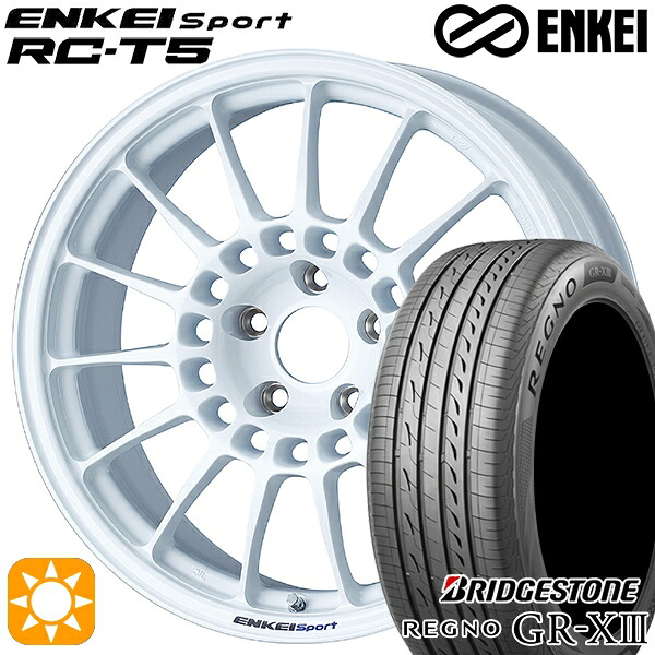 【取付対象】エスクァイア セレナ 205/50R17 89V ブリヂストン レグノ GR-X3 ENKEI エンケイスポーツ RC-T5 ホワイト 17インチ 7.0J 5H114.3 サマータイヤホイールセット
