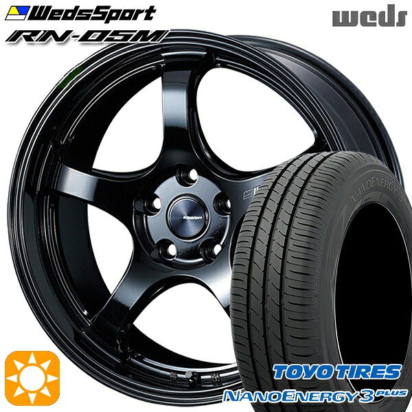 【取付対象】225/50R18 95W トーヨー ナノエナジー3プラス Weds ウェッズスポーツ RN05M グロスブラック 18インチ 8.0J 5H114.3 サマータイヤホイールセット