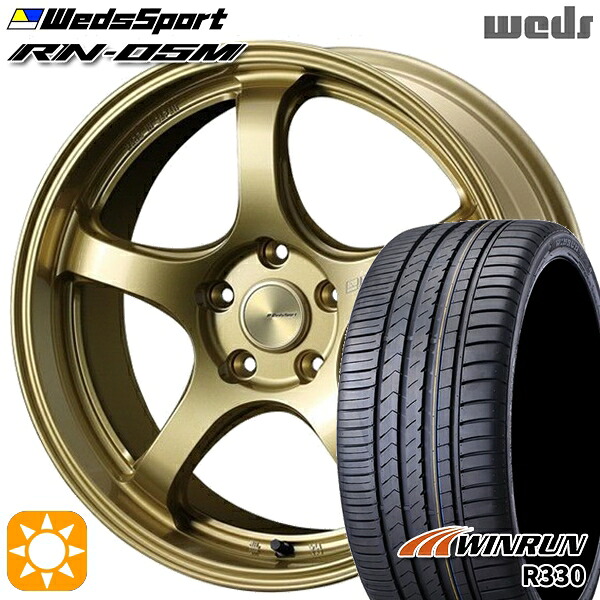 【取付対象】アクセラ アテンザ 215/45R18 93W XL ウィンラン R330 Weds ウェッズスポーツ RN05M ゴールド 18インチ 7.5J 5H114.3 サマータイヤホイールセット