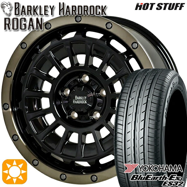【取付対象】セレナ 205/50R17 89V ヨコハマ ブルーアース ES32 HotStuff バークレイハードロック ローガン BK/BRC 17インチ 7.0J 5H114.3 サマータイヤホイールセット