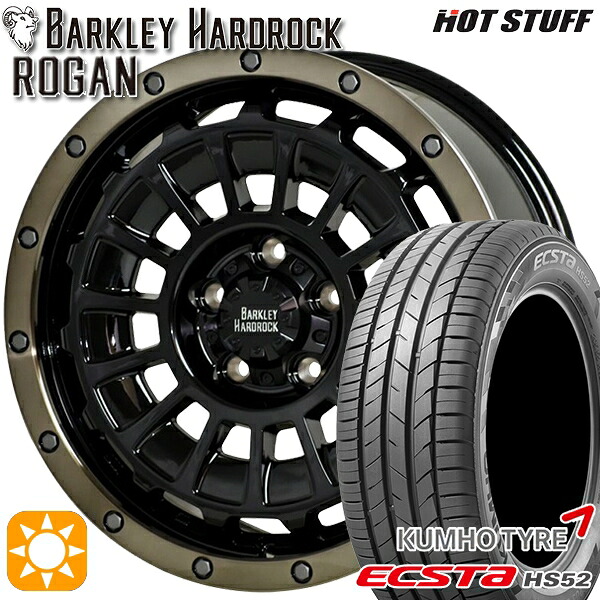 【取付対象】C-HR カローラクロス 215/60R17 100V XL クムホ エクスタ HS52 HotStuff バークレイハードロック ローガン BK/BRC 17インチ 7.0J 5H114.3 サマータイヤホイールセット