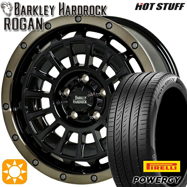 【取付対象】リーフ レヴォーグ 215/50R17 95W XL ピレリ パワジー HotStuff バークレイハードロック ローガン BK/BRC 17インチ 7.0J 5H114.3 サマータイヤホイールセット