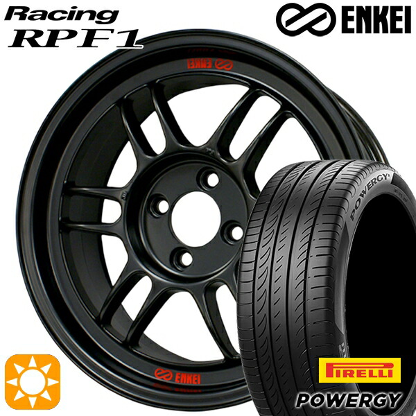 【取付対象】フィット アクア 185/60R15 84H ピレリ パワジー ENKEI エンケイレーシング RPF1 マットブラック 15インチ 7.0J 4H100 サマータイヤホイールセット