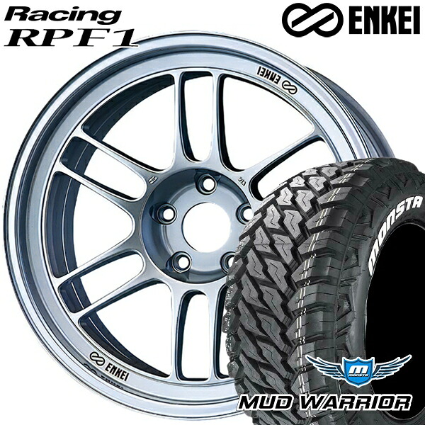 【取付対象】235/70R16 104/101Q LT RWL モンスタ マッドウォーリアー ENKEI エンケイレーシング RPF1 シルバー 16インチ 7.0J 5H114.3 サマータイヤホイールセット
