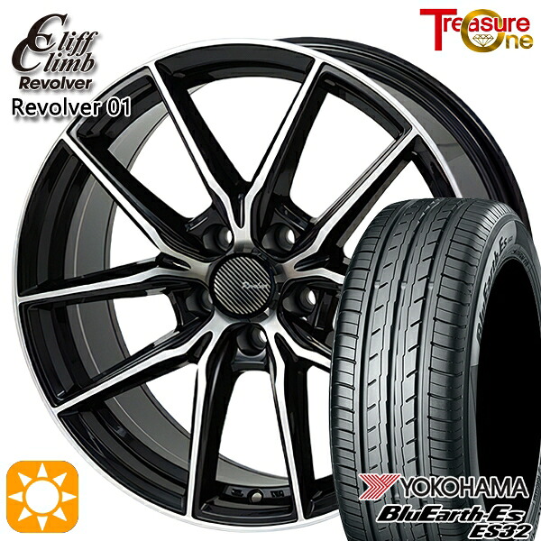 【取付対象】エスクァイア セレナ 205/50R17 89V ヨコハマ ブルーアース ES32 トレジャーワン クリフクライム リボルバー01 ブラックポリッシュ 17インチ 7.0J 5H114.3 サマータイヤホイールセット ｜エムオートギャラリー
