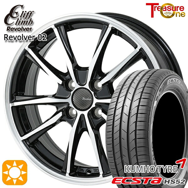 【取付対象】195/45R16 84V XL クムホ エクスタ HS52 トレジャーワン クリフクライム リボルバー02 ブラックポリッシュ 16インチ 6.0J 4H100 サマータイヤホイールセット |エムオートギャラリー