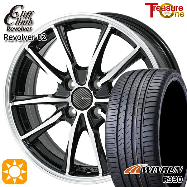 【取付対象】アクア ヤリス 195/50R16 88V XL ウィンラン R330 トレジャーワン クリフクライム リボルバー02 ブラックポリッシュ 16インチ 6.0J 4H100 サマータイヤホイールセット |エムオートギャラリー