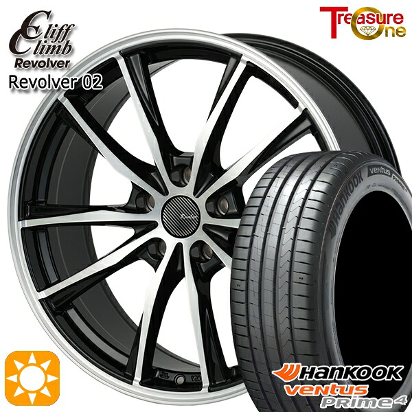 【取付対象】50プリウス インプレッサ 215/45R17 91W XL ハンコック veNtus PRime4 K135 トレジャーワン クリフクライム リボルバー02 ブラックポリッシュ 17インチ 7.0J 5H100 サマータイヤホイールセット ｜エムオートギャラリー