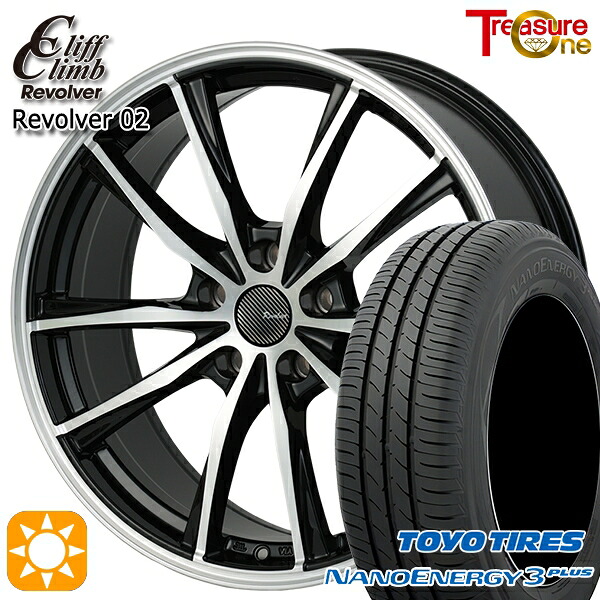 【取付対象】215/40R18 85W トーヨー ナノエナジー3プラス トレジャーワン クリフクライム リボルバー02 ブラックポリッシュ 18インチ 7.0J 5H114.3 サマータイヤホイールセット |エムオートギャラリー