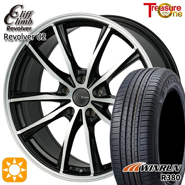 【取付対象】40アルファード 225/60R18 104V XL ウィンラン R380 トレジャーワン クリフクライム リボルバー02 ブラックポリッシュ トヨタ純正 平座ナット対応 18インチ 7.0J 5H120 サマータイヤホイールセット ｜エムオートギャラリー