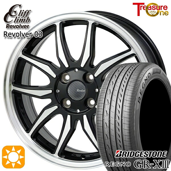 【取付対象】アクア クロスビー 185/55R16 83V ブリヂストン レグノ GR-X3 トレジャーワン クリフクライム リボルバー03 ブラックポリッシュ 16インチ 6.0J 4H100 サマータイヤホイールセット |エムオートギャラリー