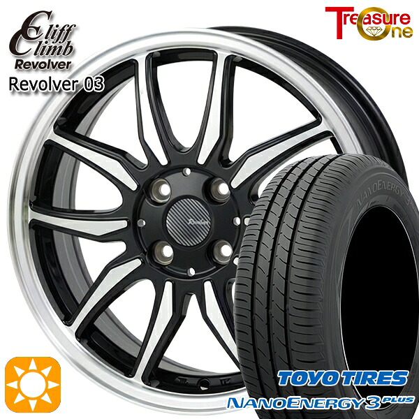 【取付対象】アクア クロスビー 175/60R16 82H トーヨー ナノエナジー3プラス トレジャーワン クリフクライム リボルバー03 ブラックポリッシュ 16インチ 6.0J 4H100 サマータイヤホイールセット ｜エムオートギャラリー