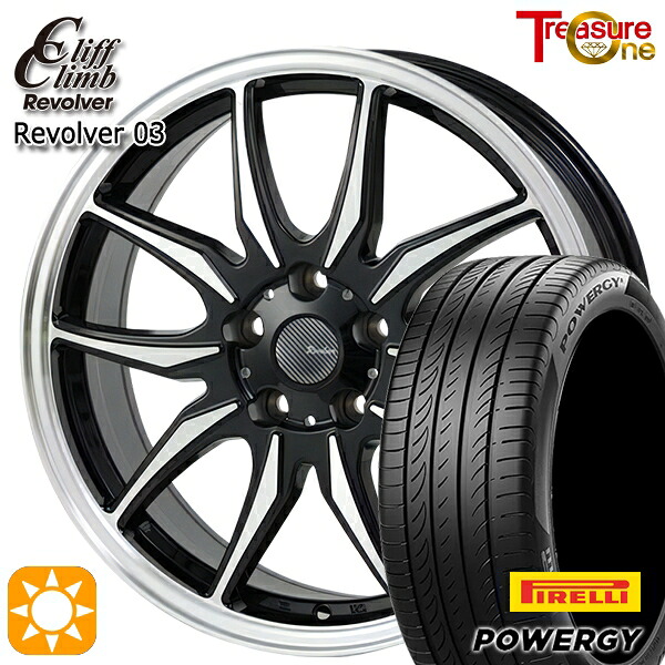 【取付対象】レガシィB4 エクシーガ 215/50R17 95W XL ピレリ パワジー トレジャーワン クリフクライム リボルバー03 ブラックポリッシュ 17インチ 7.0J 5H100 サマータイヤホイールセット ｜エムオートギャラリー