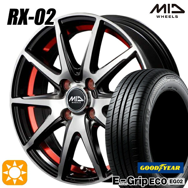 【取付対象】ライズ ロッキー 195/65R16 92V グッドイヤー エフィシェントグリップ EG02 MID シュナイダー RX02 RX810 BP/アンダーカットレッド 16インチ 6.0J 4H100 サマータイヤホイールセット |エムオートギャラリー