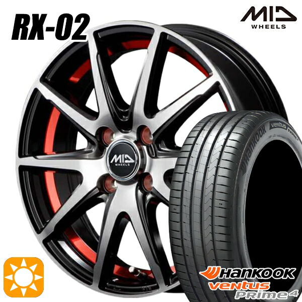 【取付対象】195/50R16 88V XL ハンコック veNtus PRime4 K135 MID シュナイダー RX02 RX810 BP/アンダーカットレッド 16インチ 6.0J 4H100 サマータイヤホイールセット |エムオートギャラリー
