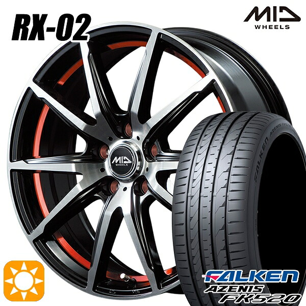 【取付対象】235/50R18 102W XL ファルケン アゼニス FK520 MID シュナイダー RX02 RX810 BP/アンダーカットレッド 18インチ 7.0J 5H114.3 サマータイヤホイールセット |エムオートギャラリー