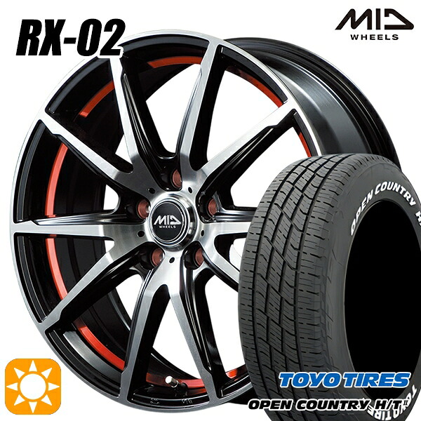 【取付対象】225/60R18 100H トーヨー オープンカントリー H/T2 WL MID シュナイダー RX02 RX810 BP/アンダーカットレッド 18インチ 7.0J 5H114.3 サマータイヤホイールセット |エムオートギャラリー