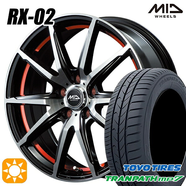 【取付対象】195/60R16 89H トーヨー トランパス mp7 MID シュナイダー RX02 RX810 BP/アンダーカットレッド 16インチ 6.5J 5H114.3 サマータイヤホイールセット