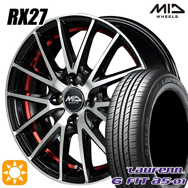 【取付対象】マツダ2 ノート 185/65R15 88H ラウフェン G FIT as-01 LH42 MID シュナイダー RX27 BMP/アンダーカットレッドクリア 15インチ 5.5J 4H100 サマータイヤホイールセット