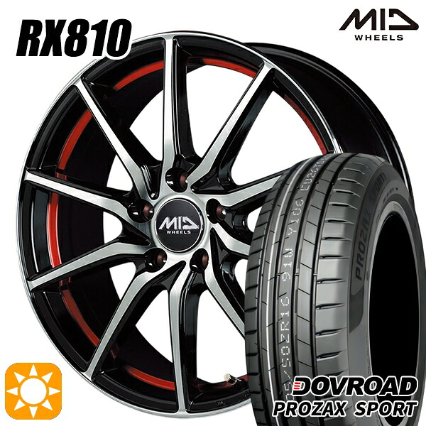 【取付対象】ジェイド アクセラ 225/40R18 92Y XL DOVROAD プロザックススポーツ MID シュナイダー RX810 BP/アンダーカットレッド 18インチ 7.0J 5H114.3 サマータイヤホイールセット |エムオートギャラリー