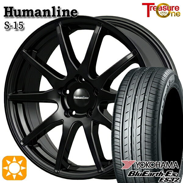 【取付対象】C27セレナ 195/65R15 91S ヨコハマ ブルーアース ES32 トレジャーワン ヒューマンライン S15 ブラック 15インチ 6.0J 5H114.3 +43 サマータイヤホイールセット ｜エムオートギャラリー