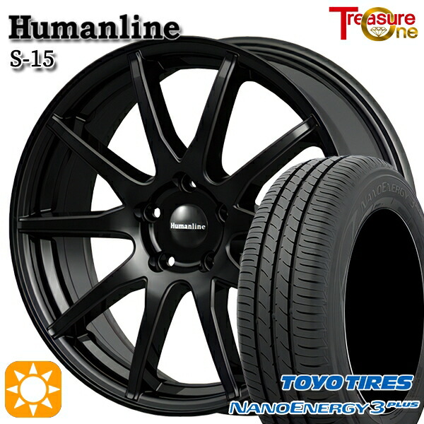 【取付対象】50プリウス インプレッサ 215/45R17 87W トーヨー ナノエナジー3プラス トレジャーワン ヒューマンライン S15 ブラック 17インチ 7.0J 5H100 サマータイヤホイールセット