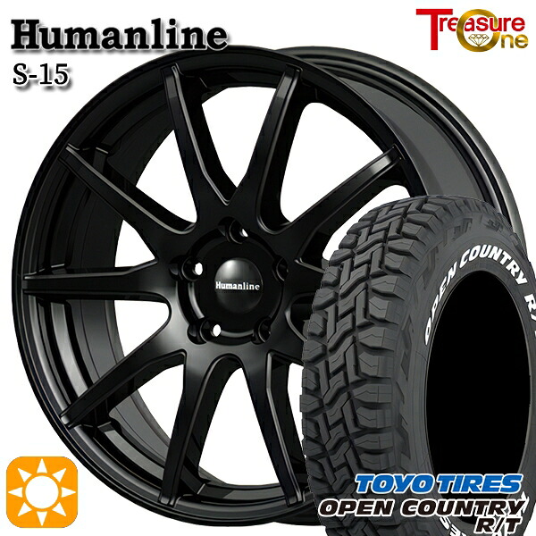 【取付対象】クラウンクロスオーバー 225/60R18 100Q トーヨー オープンカントリー R/T ホワイトレター トレジャーワン ヒューマンライン S15 BK ※球面 M14ボルト対応 18インチ 7.0J 5H114.3 +40 サマータイヤホイールセット ｜エムオートギャラリー