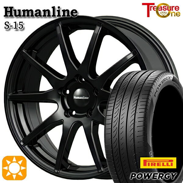 【取付対象】C-HR レガシィB4 225/50R18 95W ピレリ パワジー トレジャーワン ヒューマンライン S15 ブラック 18インチ 7.0J 5H114.3 サマータイヤホイールセット