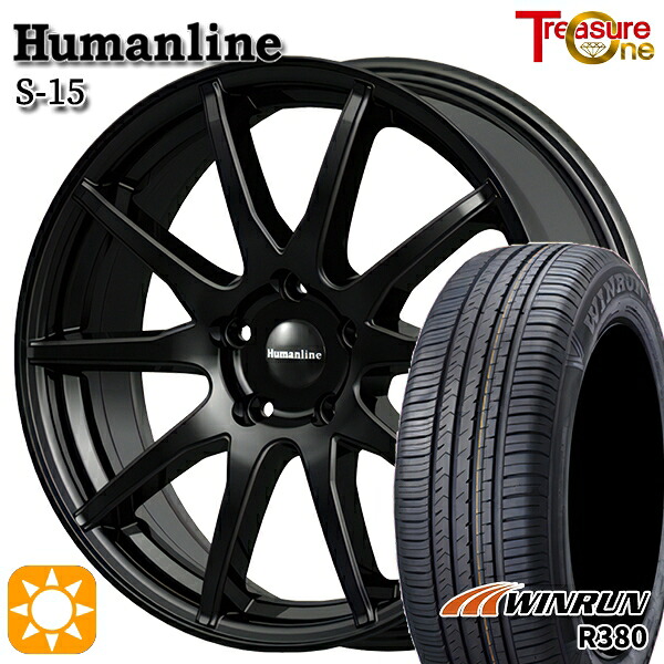 【取付対象】マツダ6 エクストレイル 225/60R18 104V XL ウィンラン R380 トレジャーワン ヒューマンライン S15 ブラック 18インチ 7.0J 5H114.3 サマータイヤホイールセット
