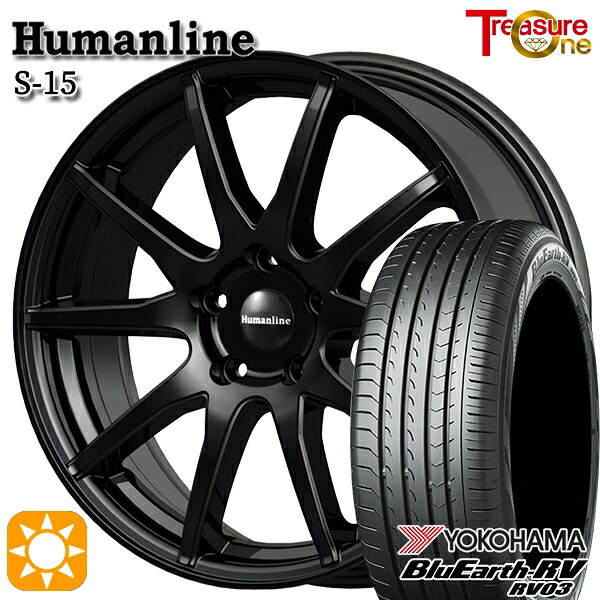 【取付対象】20/30系アルファードヴェルファイア 235/50R18 101V XL ヨコハマ ブルーアース RV03 トレジャーワン ヒューマンライン S15 ブラック 18インチ 7.0J 5H114.3 サマータイヤホイールセット |エムオートギャラリー