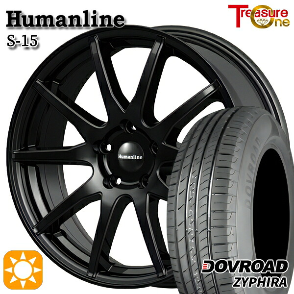 【取付対象】195/55R16 87V DOVROAD ザイファイラ トレジャーワン ヒューマンライン S15 ブラック 16インチ 6.5J 5H100 サマータイヤホイールセット ｜エムオートギャラリー 36,985円