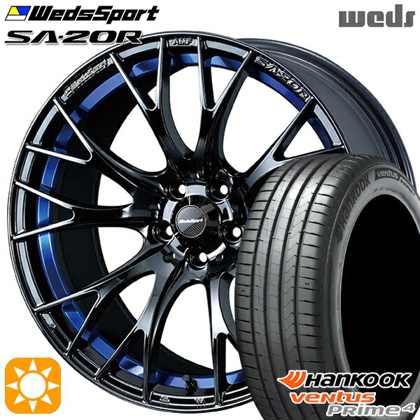 【取付対象】205/45R17 88V XL ハンコック veNtus PRime4 K135 Weds ウェッズスポーツ SA20R BLCII（ブルーライトクロームツー） 17インチ 7.0J 4H100 サマータイヤホイールセット