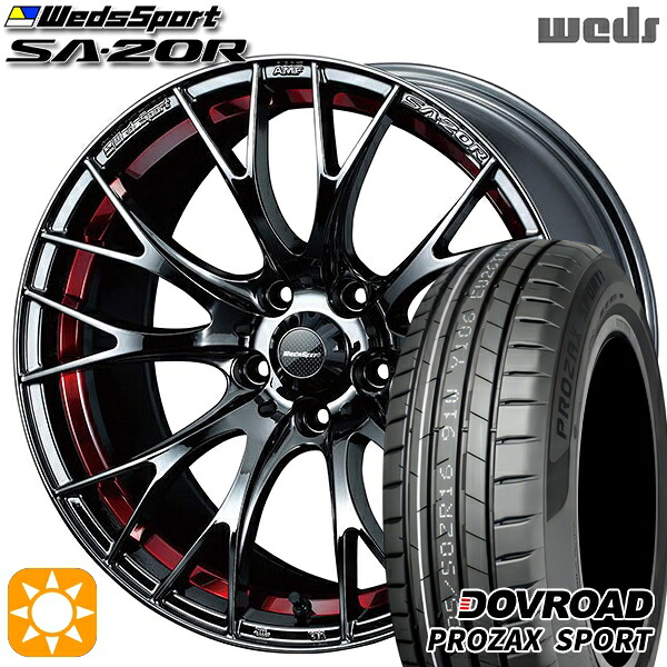 【取付対象】マツダ2 ノート 205/45R17 88W XL DOVROAD プロザックススポーツ Weds ウェッズスポーツ SA20R RLC（レッドライトクローム） 17インチ 7.0J 4H100 サマータイヤホイールセット