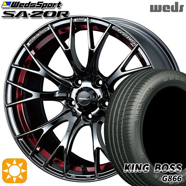 【取付対象】215/50R18 96W XL キングボス G866 Weds ウェッズスポーツ SA20R RLC（レッドライトクローム） 18インチ 8.5J 5H114.3 サマータイヤホイールセット