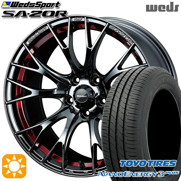 【取付対象】225/45R18 91W トーヨー ナノエナジー3プラス Weds ウェッズスポーツ SA20R RLC（レッドライトクローム） 18インチ 7.5J 5H114.3 サマータイヤホイールセット